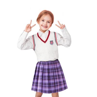 China LQSZ 2022 Korean Japanese School College Student Purple Pleated Casual JK Uniform Skirt Clothes Set Suit for sale