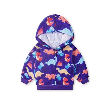 China Anti-wrinkle Boys Kids Blue Autumn Winter Animal Dinosaur Cartoon Soft Spring Pattern Kids Polyester/Cotton Printing Cool Jacket for sale