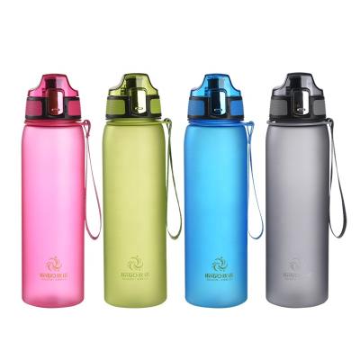 China Sustainable 1050ml Frosted Plastic Water Bottle With Slip-Resistant Flip Top Lid And Carry Strap for sale