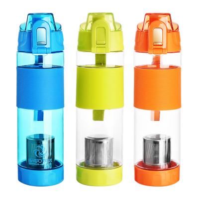 China Sustainable 650ml Tritan Alkaline Water Bottle with 1-Click Open Design & Anti-Slip Silicone for sale