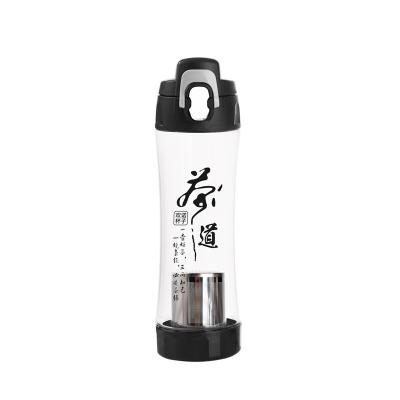 China Sustainable 600ml Tritan Water Bottle With One-Click Flip-Up Lid And Removable Tea Strainer for sale