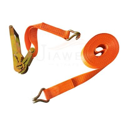 China Polyester 50mm 5T 5000kg Aluminum Ratchet Strap Ratchet Tie Down 100% Polyester Webbing With Double J-Hooks for sale