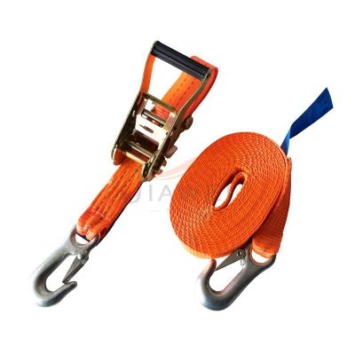 China Cargo Control Lashing Belt 35mm Ratchet 2T Straps With Forged Hook For Truck Construction for sale