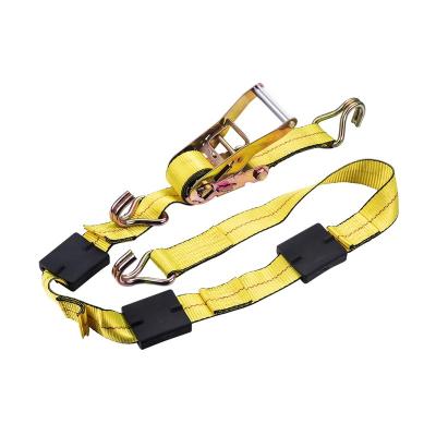 China Polyester Car Link Down Wheel Ratchet Strap Sliding Tire Clips Tire Traction Strap With Polyester Double Rubber J-Hook/Swivel J-Hook for sale