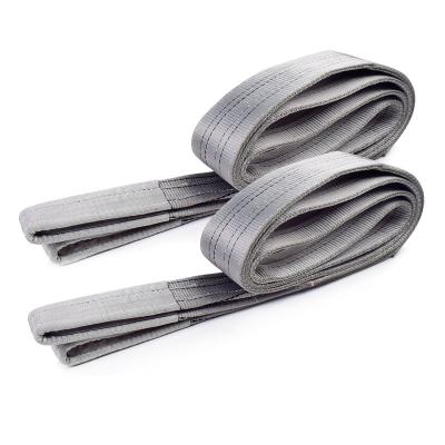 China 7:1 Lifting Goods 120mm Polyester Webbing 4 Ton Gray Synthetic Belt Low Elongation Material Sling Lifting Slings for sale