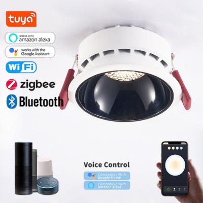 China Wholesale supply of SKD and fittings Voice control app control zigbee CCT 2700K-6000K Wifi Tuya Smart LED Ceiling Downlight for sale