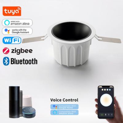 China Wholesale supply of SKD and fittings Advanced Technology alexa Google Zigbee tuya WIFI CCT change Dimmable recessed Anti-Glare Downlight for sale