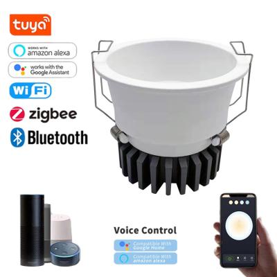 China Wholesale supply of SKD and fittings WIFI smart LED recessed COB spotlight Tuya APP control voice control 7w 10w 12w zigbee downlight for sale