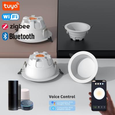 China Wholesale supply of SKD and fittings Factory wholesale Alexa Google voice control Graffiti Zigbee anti-glare LED embedded smart downlight wifi for sale