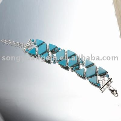 China Blue Gemstone 925 Sterling Silver 925 Sterling Silver Bracelet High Quality Turquoise Bracelet for sale