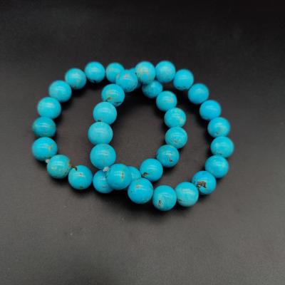 China Round Line Turquoise 12mm Turquoise Bracelet Sterling Silver Natural Gemstones for sale