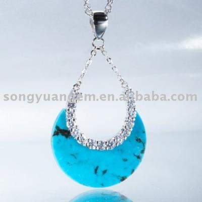 China Silver Fashion Turquoise Long Chian Nacklace Pendant Moon for sale