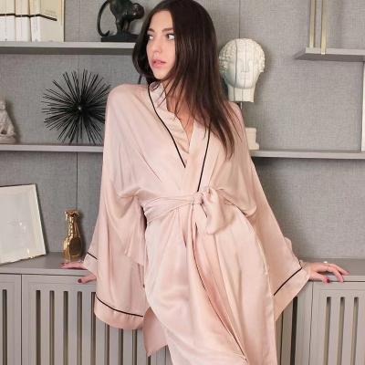 China INS Luxury QUICK DRY Silk Satin Kimono Satin Long Sleeve Robe For Women Pajamas for sale