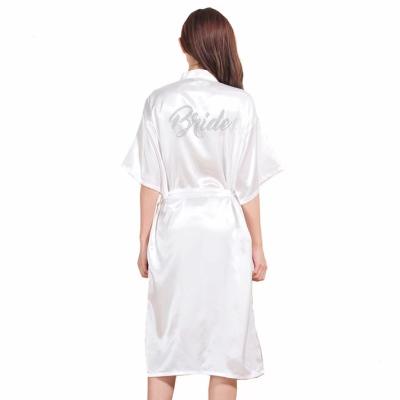 China LOGO Thermoprint Silk Bridesmaid Kimono Sleepwear Pajamas Women's Custom Made QUICK DRY satin robe for sale