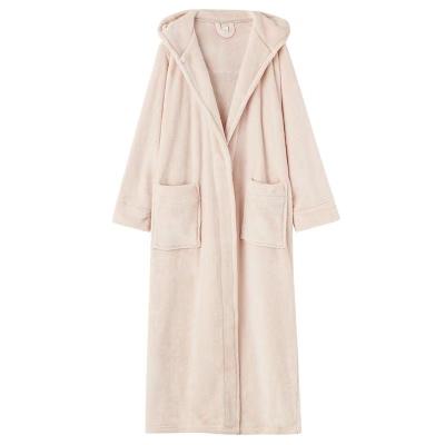 China Thermal Cute Hooded With Pocket Loose Winter Fleece Nightgown Warm Soft Couples Robes for sale