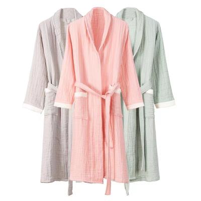 China Gauze Cotton Men And Women Breathable QUICK DRY Bathrobe Thicken Lengthen Unisex Pajamas for sale