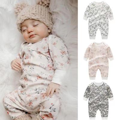 China 100% Cotton GOTS Cotton Organic Print Long Sleeve Newborn Baby Clothes Baby Onesie Rompers for sale