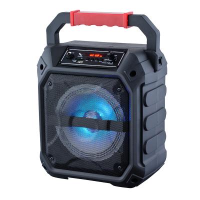 China 6.5 Inch Wireless Portable Radio Party OEM USB Handle Mini Bass BT Plastic Speaker Color Lights for sale