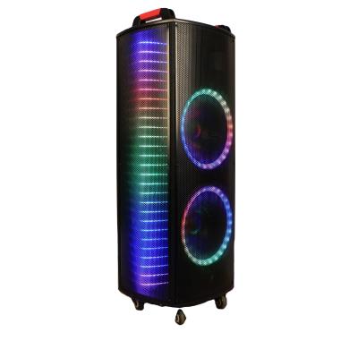 China Wireless Party Disco Light Led 12 Inch Large Dual Handle Portable Home Karaoke Wireless Wooden Soundbar BT Speaker for sale