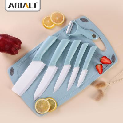 China 7PCS Viable Ceramic Knife Set With Plastic Cutting Board Ceramic Peeler Chopper Knife Ceramic Chef Knife for sale