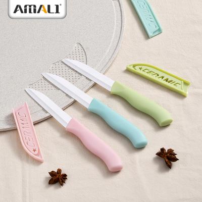 China 3 Inch Fruit Viable Ceramic Knife Set Zirconia Ceramic Chef Knife Paring Knife With Cover for sale