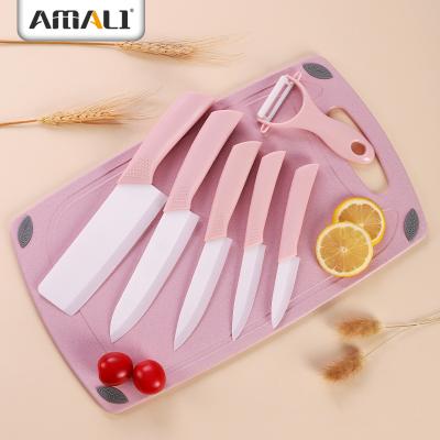 China 7PCS Viable Ceramic Knife Set With Plastic Cutting Board Ceramic Peeler Chopper Knife Ceramic Chef Knife for sale