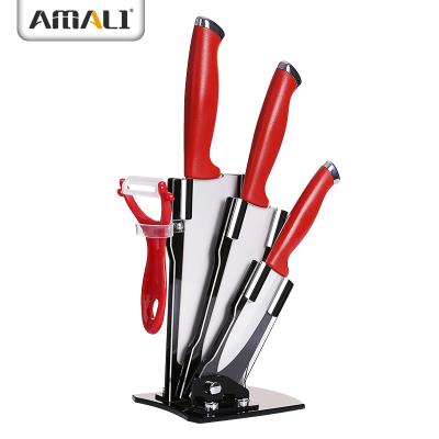 China Viable Kitchen Aid 5PCS Ceramic Knife Set With Acrylic Stand Ceramic Vegertable Knife Chef Knife Kitchen Tools for sale