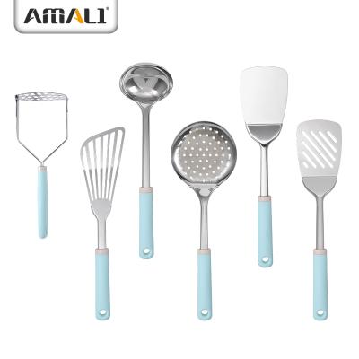 China Sustainable Kitchen Accessories 2021 Stainless Steel Kitchen Utensils Set Cooking Tool Kit Metal Kitchenware Sets for sale