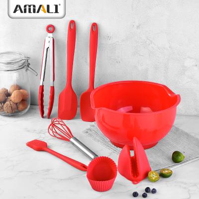 China Sustainable 9PCS Silicone Kitchen Accessories Cooking Tool Kit Silicone Baking Tool Kit for sale