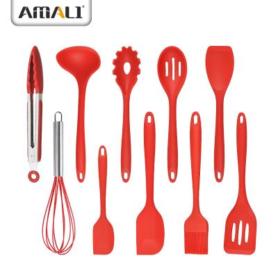 China Sustainable 10 Pieces Silicone Cooking Tools Kitchenware Silicone Kitchen Utensils Set Nonstick Heat Resistant Spatula for sale