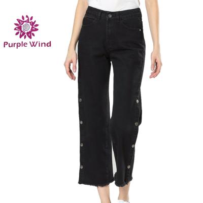 China High waist black button fly jeans good quality girls breathable jeans pants high waist women jeans ropa de mujer for sale