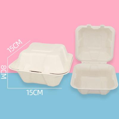 China Creative Take Away Food Disposable Custom Hamburger Paper Lunch Box Bagasse Pulp Cake Box Bento Packaging Lunch Box for sale