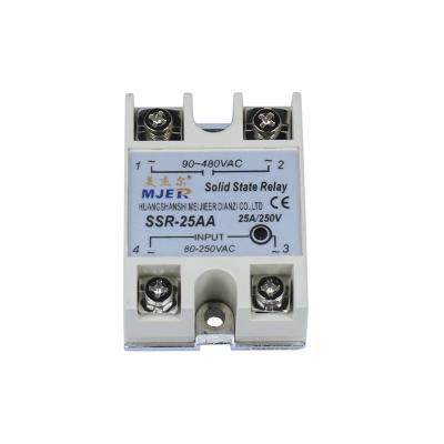 China PC Material Shell Single Phase Solid State Relay SSR-25AA AC To AC SSR 25A Solid State Relay SSR25AA for sale