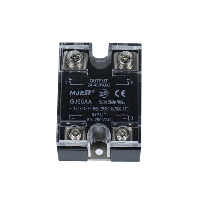 China AC 60A SSR-60A SSR GJ60AA PC Shell Single Phase Solid State Relay Material AC for sale