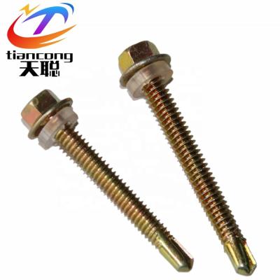 China Yellow Galvanized HEX Flange Self Drilling Screw Grade 4.8, 6.8, 8.8, for sale