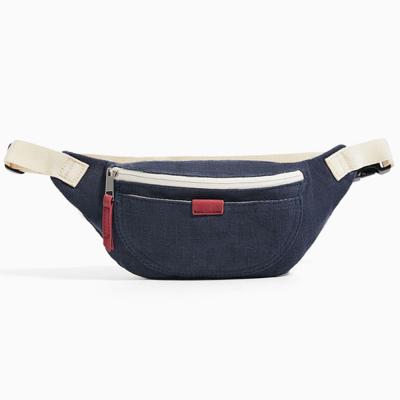 China Water Proof Cotton Denim Fabric Children Waist Bum Pouch Belt Bag Kids Fanny Casual Single Pack for sale