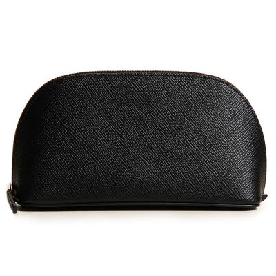 China Customized Logo Black Saffinao Small Cosmetic Case PU Leather Zipper Cosmetic Bag Pouch Small Women Makeup Case Ladies for sale