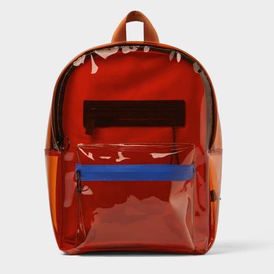 China Fashion Man Clear Logo PVC Shoulder School Backpack Waterproof Custom Transparent Travel Bagpack For Men for sale