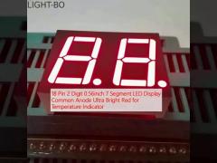 18 Pin 2 Digit 0.56inch 7 Segment LED Display Common Anode Ultra Bright Red for Temperature Indicator