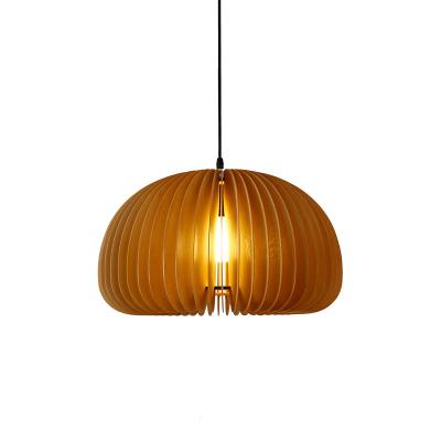 China Indoor Use Simig Lighting Pumpkin Japanese Wooden Creative Art Vintage Pendant Lamp for Bedroom GUEST ROOM for sale