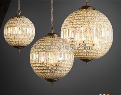 China 2022 Vintage Industrial Luxury Ball Lighting Simig Shape K9 Round Crystal Chandelier Lamp 2022 For Hotel Decoration for sale