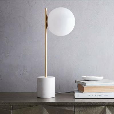 China Modern Simig Lighting Simple Modern Tischlampe White Marble Base Frosted Glass Ball Shade Bed Side Table Desk Lamp for sale