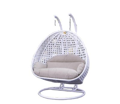 China Super Comfortable Patio Swing Chair Person Egg Shape Synthetic Rattan Hanging Swing Chair With Steel Brackets for sale