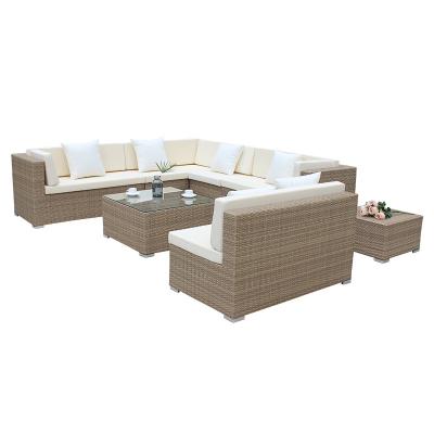 China Modern Wholesale Cheap Outdoor Rattan Loveseat Furniture Garden Sofa Set Modular for sale