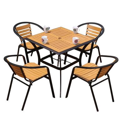 China Favorable Price Water Proof Outdoor Plastic Wood Outdoor Multi Function Furniture Wooden Dining Set for sale