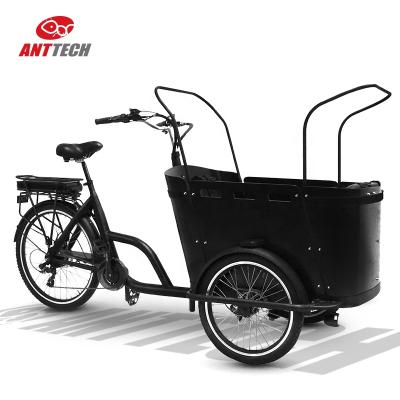 China 2021 Hot Sale Front Loading Cargo Bike 250W Europe Aluminum Delivery Electric Bike With Wooden Box Rugged Electric Tricycles for sale