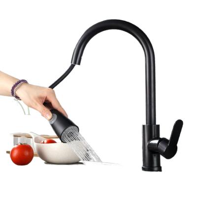 China Telescopic Stainless Steel Swivel Sink Faucet Swivel Black Kitchen Dish Basin Faucets Thermostatic Clearance Hot And Cold Water Faucets for sale