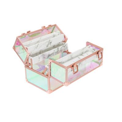 China Fashion Box Acrylic Beauty Case Vanity Makeup Organizer With Trays Inside for sale