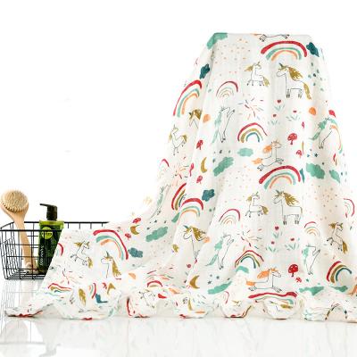 China Breathable Custom Printed Soft Bamboo Muslin Wrap Muslin Fabric Wholesale Baby Muslin Wrap for sale