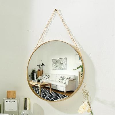 China Minimalist Trendy Gold Home Decor Circle Mirror Wall Art Geometric Bedroom Wall Mirror Decoration for sale